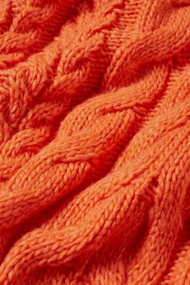 Dames - Trui - kabelpatroon - donker oranje