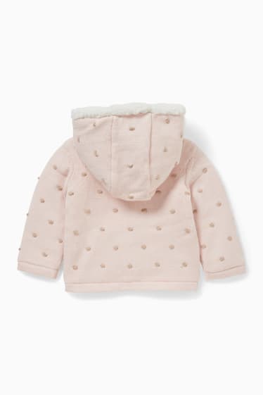Babies - Baby jacket with hood - polka dot - rose