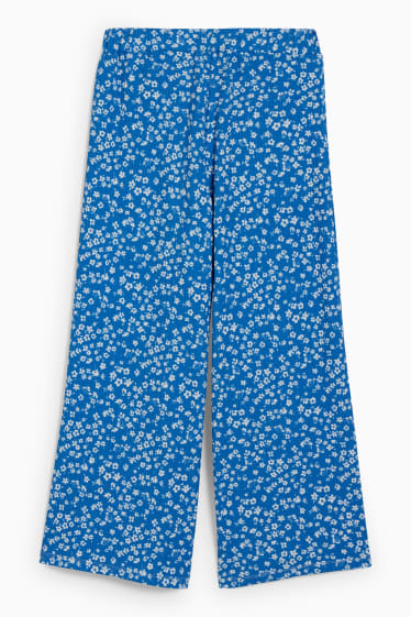Femei - CLOCKHOUSE - pantaloni culotte - talie înaltă - cu flori - albastru
