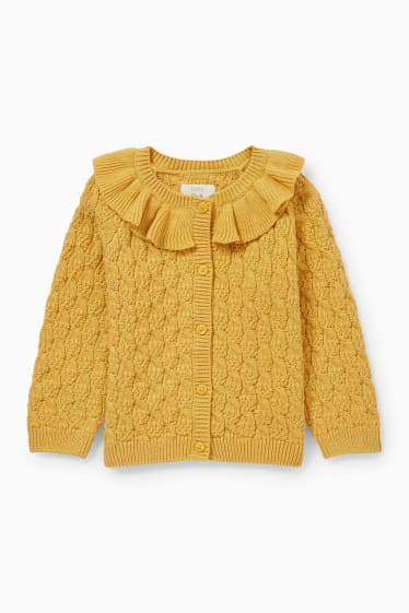 Babies - Baby cardigan - cable knit pattern - yellow