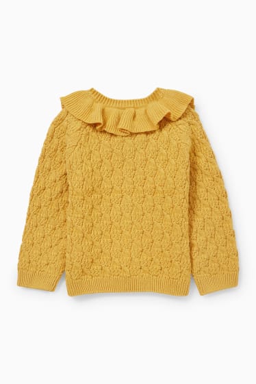 Babies - Baby cardigan - cable knit pattern - yellow