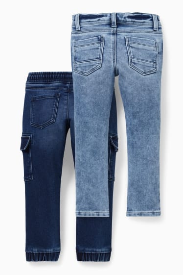 Kinderen - Set van 2 - straight jeans en skinny jeans - thermojeans - jeansblauw