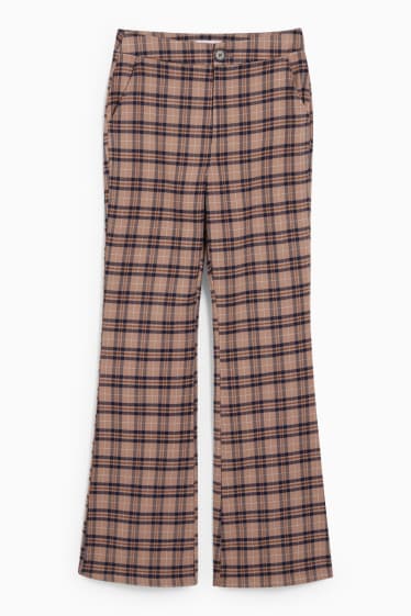 Damen - CLOCKHOUSE - Stoffhose - High Waist - Wide Leg - beige / blau