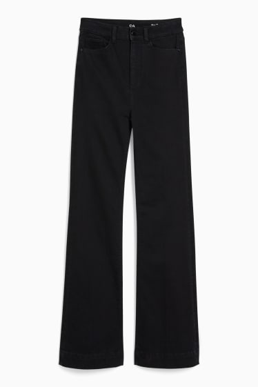 Dámské - Flare jeans - high waist - tvarující džíny - LYCRA® - černá