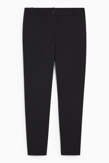 Women - Business trousers - mid-rise waist - slim fit - black