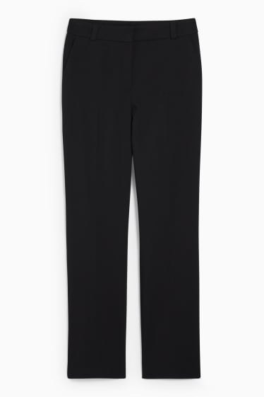 Femmes - Pantalon en toile - mid waist - coupe droite - noir