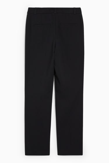 Femmes - Pantalon en toile - mid waist - coupe droite - noir