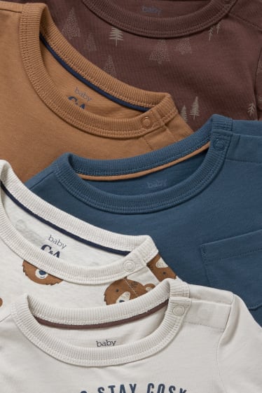 Baby Jungen - Multipack 5er - Baby-Langarmshirt - braun / dunkelblau