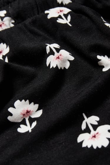 Donna - Pantaloni pigiama - fiori - nero