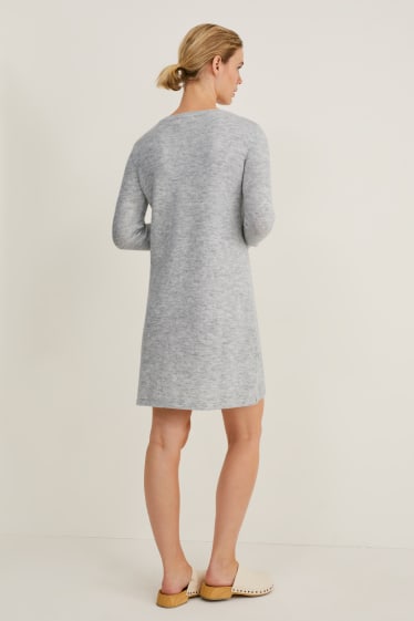 Donna - Vestito in maglia basic - grigio chiaro melange