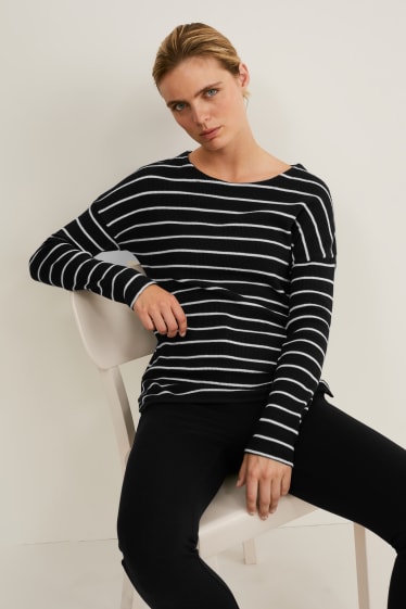 Donna - Maglia a maniche lunghe basic - nero