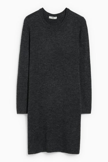 Damen - Basic-Strickkleid - dunkelgrau