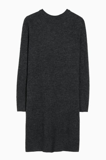 Damen - Basic-Strickkleid - dunkelgrau