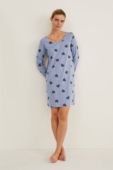 Women - Nightshirt - patterned - blue