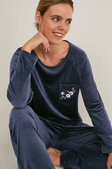 Damen - Pyjama-Oberteil - dunkelblau