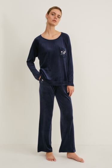 Damen - Pyjama-Oberteil - dunkelblau