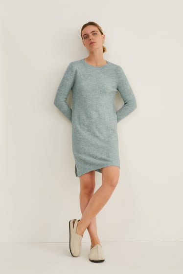 Damen - Basic-Strickkleid - mintgrün