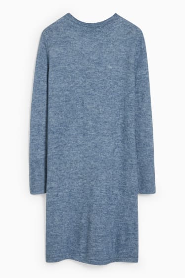 Women - Basic knitted dress - blue-melange