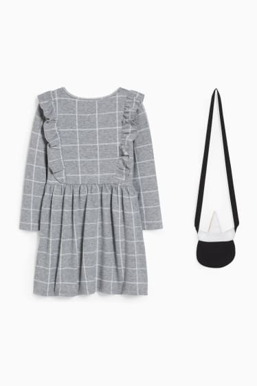 Kinderen - Set - jurk en schoudertas - 2-delig - grijs-mix