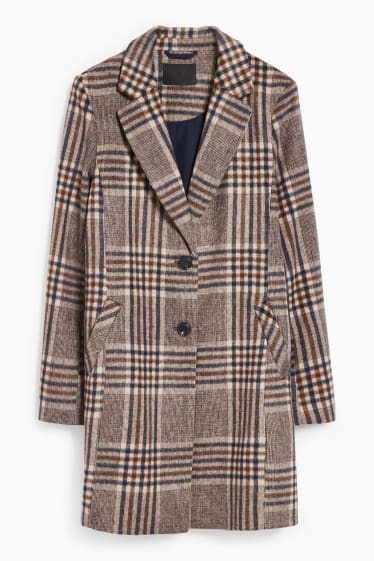 Damen - Mantel - kariert - beige