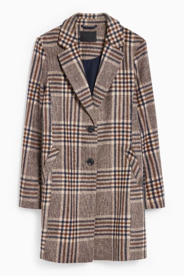 Women - Coat - check - beige