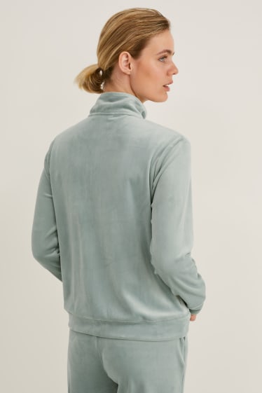 Women - Basic zip-through sweatshirt - mint green