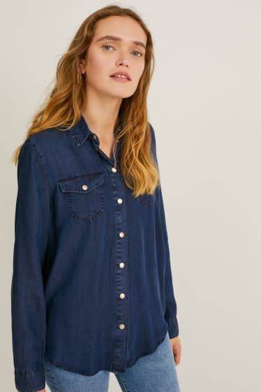 Women - Denim blouse - denim-dark blue