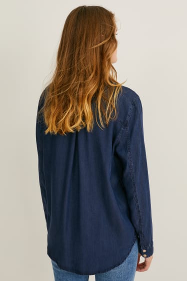 Damen - Jeansbluse - dunkeljeansblau