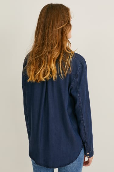 Women - Denim blouse - denim-dark blue