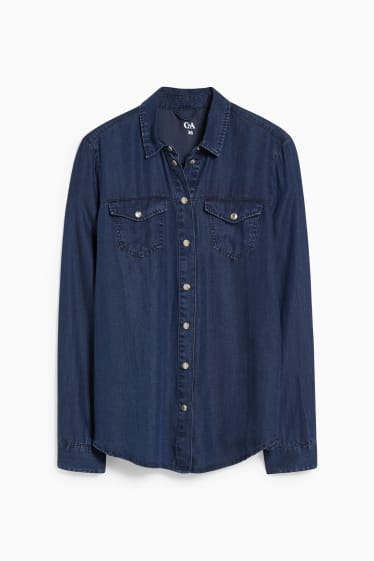 Women - Denim blouse - denim-dark blue