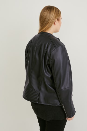 Women - Biker jacket - faux leather - black