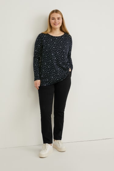 Femei - Pantaloni de stofă - talie medie - slim fit - negru