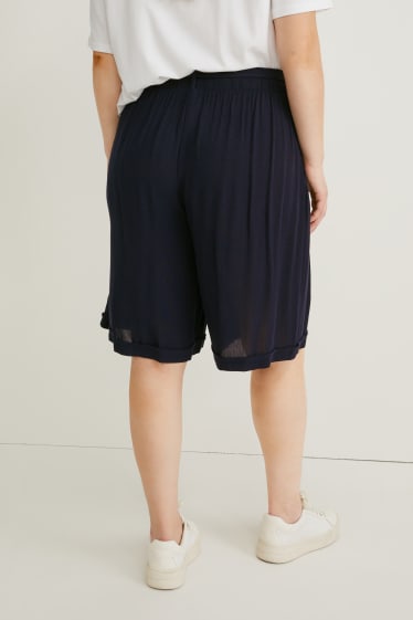Women - Shorts - mid-rise waist - dark blue