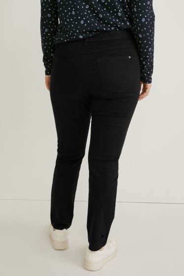 Femei - Pantaloni de stofă - talie medie - slim fit - negru