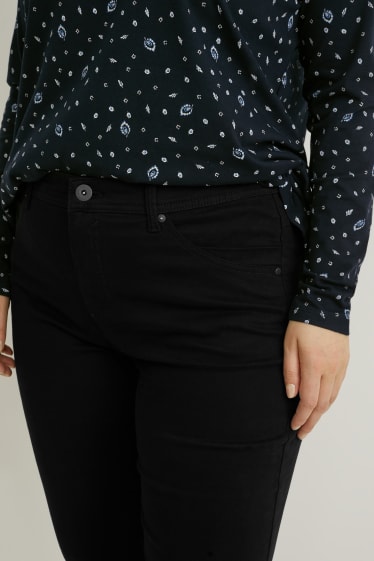 Femei - Pantaloni de stofă - talie medie - slim fit - negru
