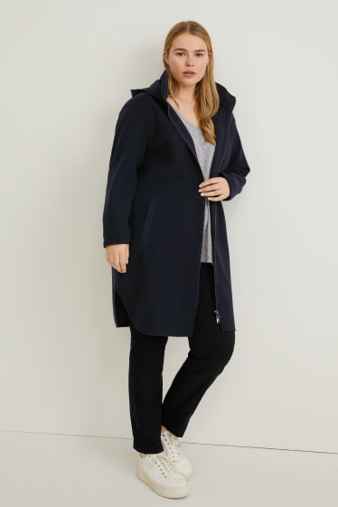 Donna - Cappotto con cappuccio - blu scuro