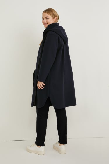 Women - Coat with hood - dark blue