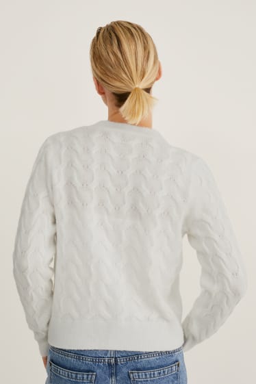 Dames - Vest - kabelpatroon - crème wit