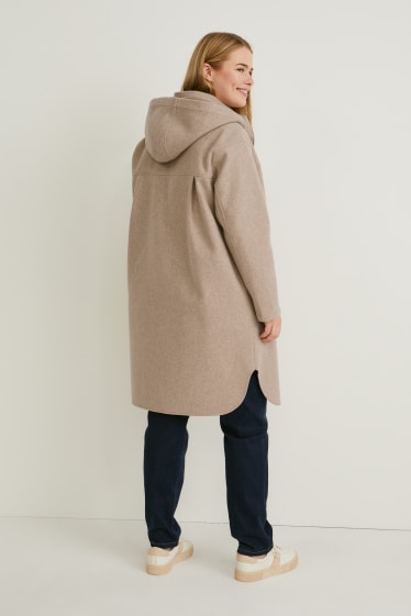 Femmes - Manteau à capuche - beige chiné