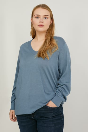 Donna - Maglione in maglia fine - blu