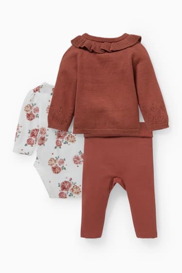 Babies - Baby outfit - 3 piece - dark red