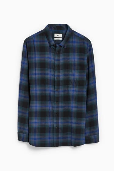 Men - Shirt - regular fit - button-down collar - check - blue