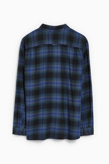 Heren - Overhemd - regular fit - button down - geruit - blauw