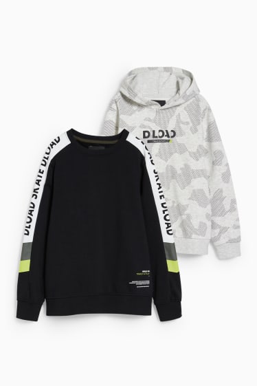 Kinder Jungen - Extended Sizes - Multipack 2er - Sweatshirt und Hoodie - schwarz