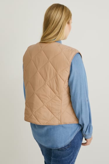 Dámské - Prošívaná vesta - z recyklovaného materiálu - béžová