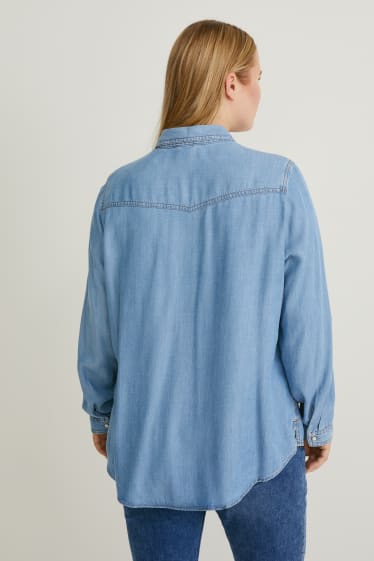 Damen - Bluse - helljeansblau