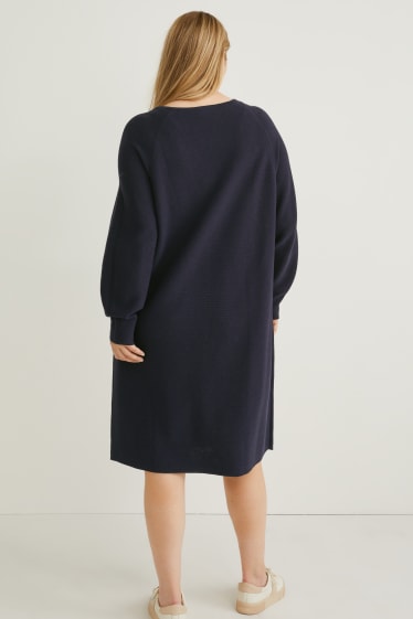 Women - Knitted dress - dark blue