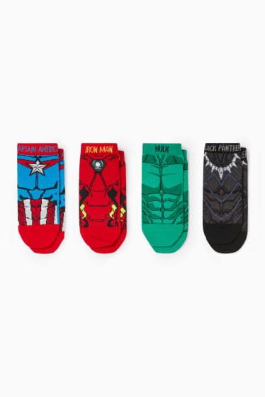 Children - Multipack of 4 - Marvel - trainer socks with motif - red / blue