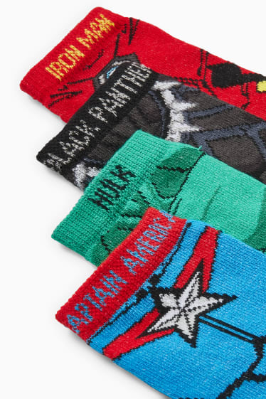 Children - Multipack of 4 - Marvel - trainer socks with motif - red / blue