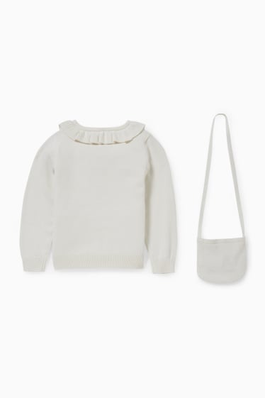 Enfants - Licorne - ensemble - pull et sac - deux pièces - blanc crème